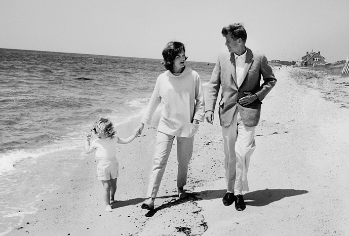 Even on the beach JFK wore a suit!