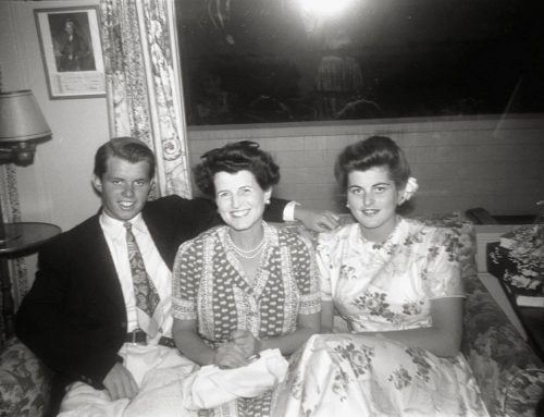 Bobby, Rose, and Pat at the Kennedy home in Hyannis Port, Mass., circa 1942